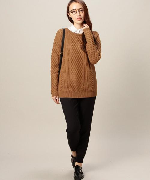 BEAUTY&YOUTH UNITED ARROWS（ビューティーアンドユースユナイテッドアローズ）の「BYBC 5Gケーブル ビッグクルーネックニットプルオーバー◆（ニット/セーター・レディース・ホワイト/ブラック/ブラウン/グレー/ダークグリーン・フリー）」の10枚目の写真