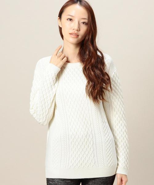 BEAUTY&YOUTH UNITED ARROWS（ビューティーアンドユースユナイテッドアローズ）の「BYBC 5Gケーブル ビッグクルーネックニットプルオーバー◆（ニット/セーター・レディース・ホワイト/ブラック/ブラウン/グレー/ダークグリーン・フリー）」の19枚目の写真
