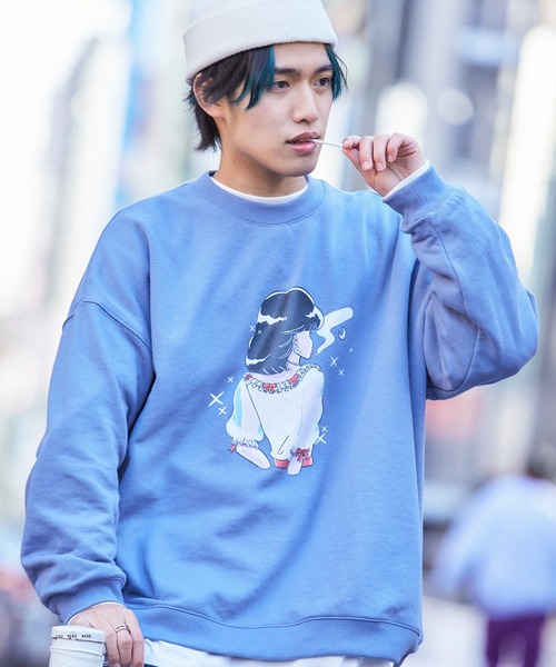 RETRO TOKYO(RETRO TOKYO)の「【TikToker×WEGO限定コラボ】オーバーサイズ イラストプリント プルオーバークルーネックスウェット(スウェット・メンズ・ホワイト/ブラック/ブルー・FREE)」の21枚目の写真