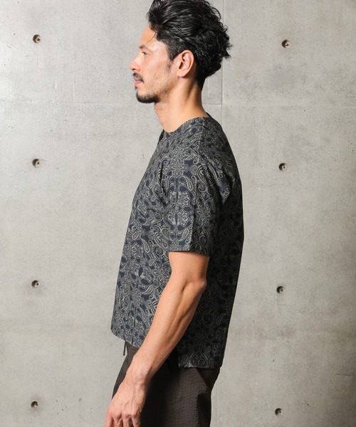 MEN'S BIGI（メンズビギ）の「アムンゼン織 スキッパーカットソー ペイズリー（Tシャツ/カットソー・メンズ・ブラック/ネイビー・01/02/03）」の4枚目の写真