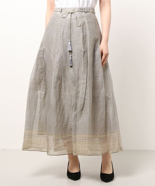 cardo fabrica（カルドファブリカ）の「◇綿オーガンジーインド更紗タックスカート（スカート・レディース・ネイビー/グレー・FREE）」の10枚目の写真