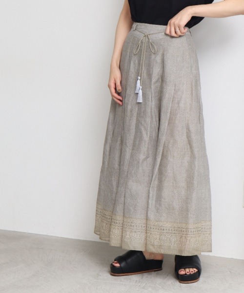 cardo fabrica（カルドファブリカ）の「◇綿オーガンジーインド更紗タックスカート（スカート・レディース・ネイビー/グレー・FREE）」の8枚目の写真