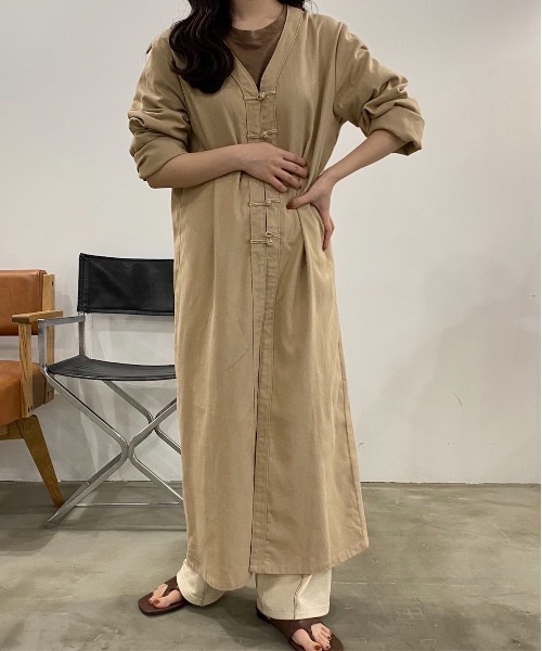 lawgy(ラウジー)の「original chinabutton op(ワンピース・レディース・ブラウン/ベージュ・FREE)」の4枚目の写真