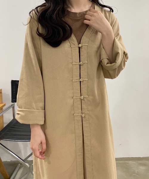 lawgy(ラウジー)の「original chinabutton op(ワンピース・レディース・ブラウン/ベージュ・FREE)」の5枚目の写真