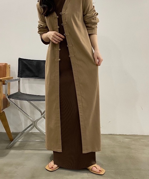 lawgy(ラウジー)の「original chinabutton op(ワンピース・レディース・ブラウン/ベージュ・FREE)」の6枚目の写真