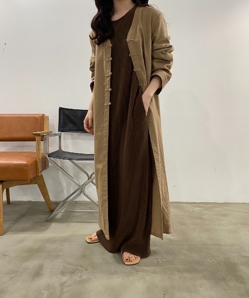 lawgy(ラウジー)の「original chinabutton op(ワンピース・レディース・ブラウン/ベージュ・FREE)」の7枚目の写真