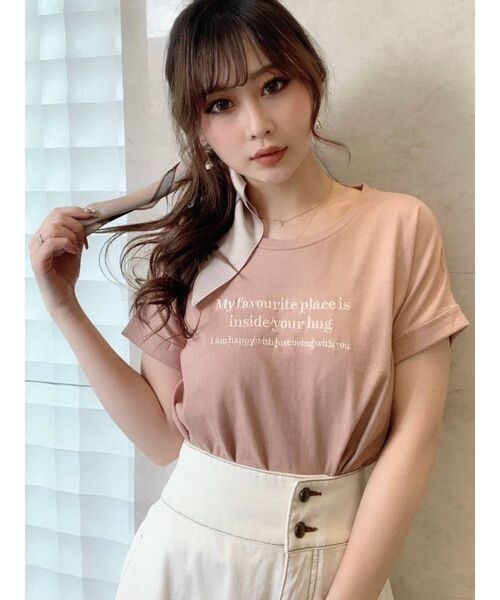 RESEXXY（リゼクシー）の「エンブロイダリーロゴTシャツ（Tシャツ/カットソー・レディース・ブラック/ベージュ/オフホワイト/オレンジ・FREE）」の4枚目の写真