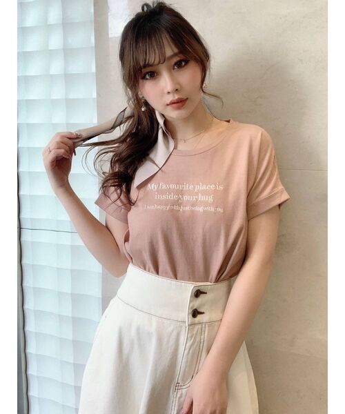 RESEXXY（リゼクシー）の「エンブロイダリーロゴTシャツ（Tシャツ/カットソー・レディース・ブラック/ベージュ/オフホワイト/オレンジ・FREE）」の21枚目の写真