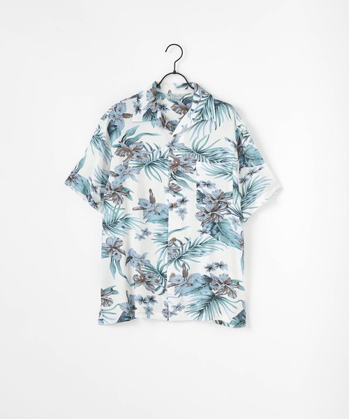 Craft Nicholson（クラフトニコルソン）の「ルーズ レーヨン半袖アロハシャツ（シャツ/ブラウス・メンズ・ホワイト系その他/ホワイト系その他7/ベージュ/ブラック系その他5/グレー系その他/ブルー系その他2/ブラック系その他/ブルー系その他/ブルー/ベージュ系その他/ホワイト系その他6/ブルー系その他3/ライトカーキ/ホワイト系その他4/ホワイト/ブルー系その他5/ブラック系その他7/ホワイト系その他3/ブラック系その他6/ブラック/ブルー系その他4/ブラック系その他2/その他/ホワイト系その他2/ブラック系その他4/グレー/ホワイト系その他5/ブラック系その他3/ベージュ系その他2/ホワイト系1/ホワイト系/ブルー系その他6/ネイビー/チャコールグレー/グレー系1/ホワイト系2/ブラック系1/ブラック系/ブルー系/ミント/ブラック系2/サックスブルー・XL/M/L）」の3枚目の写真