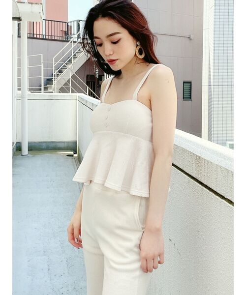 GYDA（ジェイダ）の「【SETUP着用可】2WAYワッフルペプラムビスチェ（タンクトップ・レディース・アイボリー/ブラック/ベージュ・FREE）」の5枚目の写真