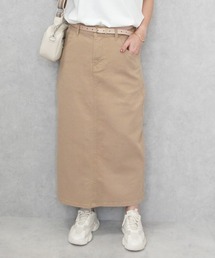 セール】liberty デニムラッフルスリットスカート（デニムスカート