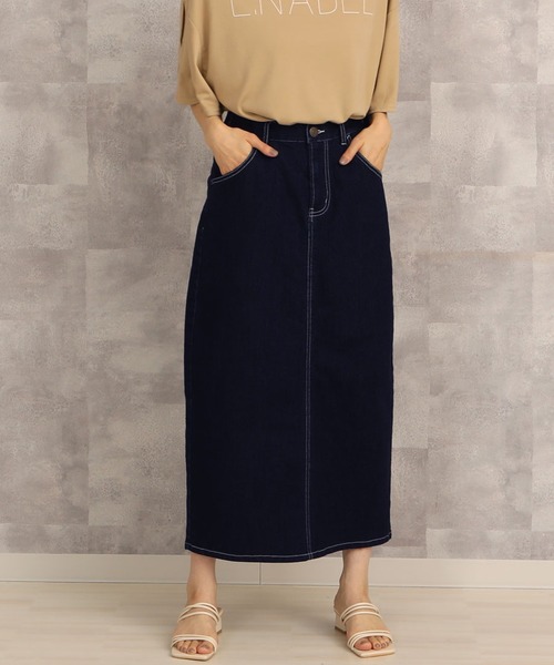 nod)セミタイトデニムロングスカート（デニムスカート）｜Emma（SELECT