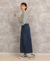 ストレッチセミタイトデニムロングスカート
