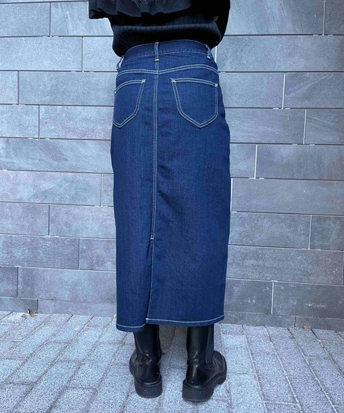 セール】(nod)セミタイトデニムロングスカート（デニムスカート