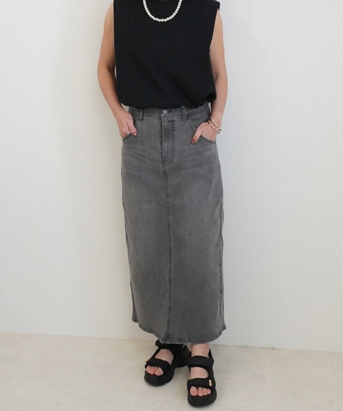 SELECT LEVERY(セレクトリベリー)の「ストレッチセミタイトデニムロングスカート(デニムスカート・レディース・インディゴブルー/ネイビー/ブルー/ダークグレー/ブラック/ワンウォッシュ/アイボリー/ブラック系その他/ベージュ/カーキ/ホワイト・LARGE/SMALL/MEDIUM/X-LARGE)」の20枚目の写真