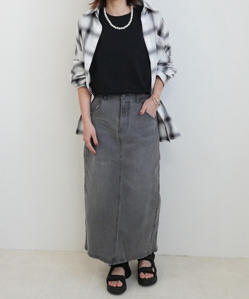 SELECT LEVERY(セレクトリベリー)の「ストレッチセミタイトデニムロングスカート(デニムスカート・レディース・インディゴブルー/ネイビー/ブルー/ダークグレー/ブラック/ワンウォッシュ/アイボリー/ブラック系その他/ベージュ/カーキ/ホワイト・LARGE/SMALL/MEDIUM/X-LARGE)」の18枚目の写真