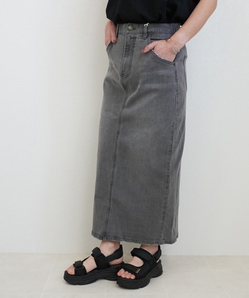 SELECT LEVERY(セレクトリベリー)の「ストレッチセミタイトデニムロングスカート(デニムスカート・レディース・インディゴブルー/ネイビー/ブルー/ダークグレー/ブラック/ワンウォッシュ/アイボリー/ブラック系その他/ベージュ/カーキ/ホワイト・LARGE/SMALL/MEDIUM/X-LARGE)」の17枚目の写真