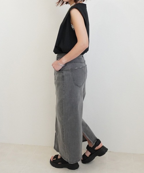 SELECT LEVERY(セレクトリベリー)の「ストレッチセミタイトデニムロングスカート(デニムスカート・レディース・インディゴブルー/ネイビー/ブルー/ダークグレー/ブラック/ワンウォッシュ/アイボリー/ブラック系その他/ベージュ/カーキ/ホワイト・LARGE/SMALL/MEDIUM/X-LARGE)」の16枚目の写真