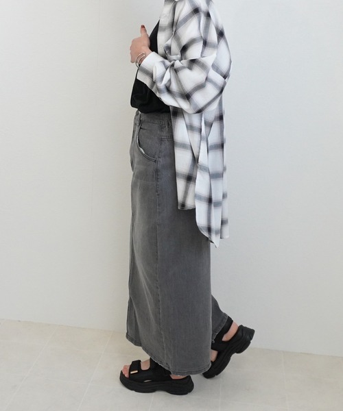 SELECT LEVERY(セレクトリベリー)の「ストレッチセミタイトデニムロングスカート(デニムスカート・レディース・インディゴブルー/ネイビー/ブルー/ダークグレー/ブラック/ワンウォッシュ/アイボリー/ブラック系その他/ベージュ/カーキ/ホワイト・LARGE/SMALL/MEDIUM/X-LARGE)」の15枚目の写真