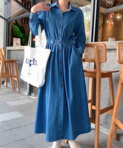 ABITOKYO（アビトーキョー）の「マキシ丈Aラインデニムシャツ