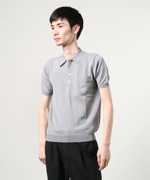 ロゴ刺繍ニットポロ