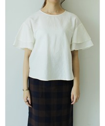 レーヨンリネンフレアスリーブブラウス