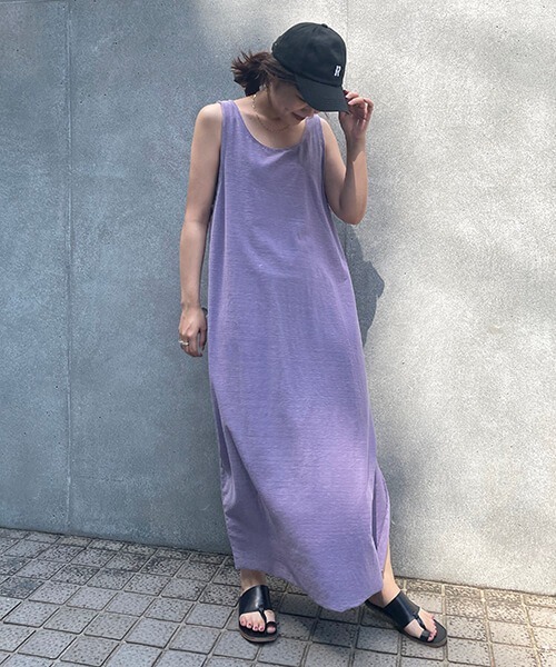 CREDONA（クレドナ）の「ネップカットOP（ワンピース・レディース・チャコールグレー/パープル/ホワイト系その他・FREE）」の3枚目の写真