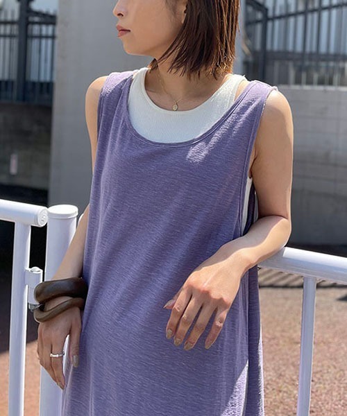 CREDONA（クレドナ）の「ネップカットOP（ワンピース・レディース・チャコールグレー/パープル/ホワイト系その他・FREE）」の8枚目の写真