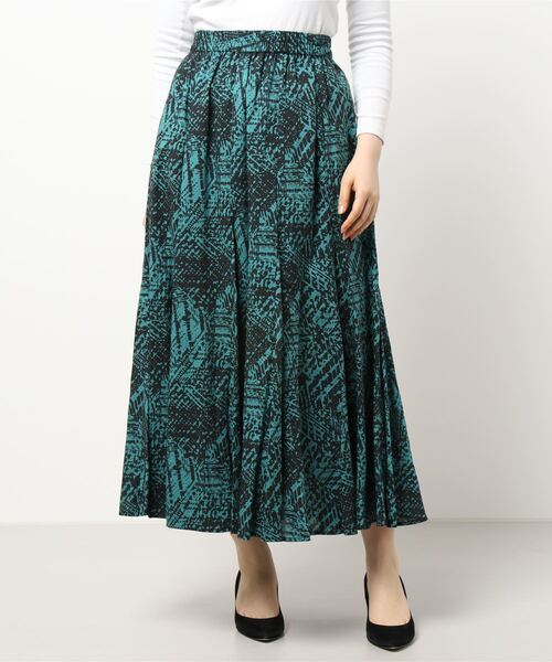 JOURNAL STANDARD（ジャーナルスタンダード）の「ヘイジープリントギャザースカート◆（スカート・レディース・ブラック/グリーン・38/36）」の5枚目の写真