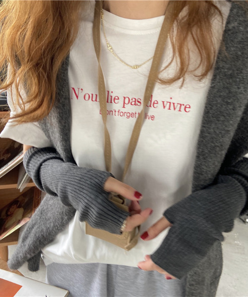 emi+（エミプラス）の「5分袖ロゴプリントTシャツ/カットソー（Tシャツ/カットソー・レディース・ホワイト/ベージュ/ネイビー・FREE）」の20枚目の写真