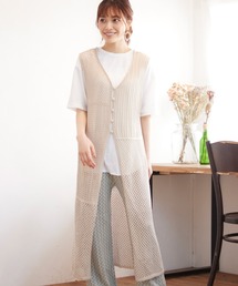 MATCH&more | シアーメッシュロングジレ(カーディガン/ボレロ)