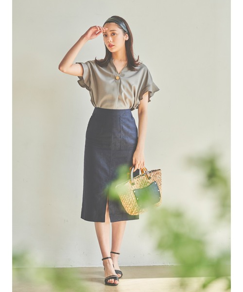 Te chichi(テチチ)の「スキッパーラッフル袖ブラウス(シャツ/ブラウス・レディース・カーキ/オレンジ/オフホワイト・フリ-)」の10枚目の写真