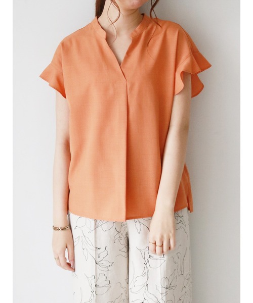 Te chichi(テチチ)の「スキッパーラッフル袖ブラウス(シャツ/ブラウス・レディース・カーキ/オレンジ/オフホワイト・フリ-)」の16枚目の写真