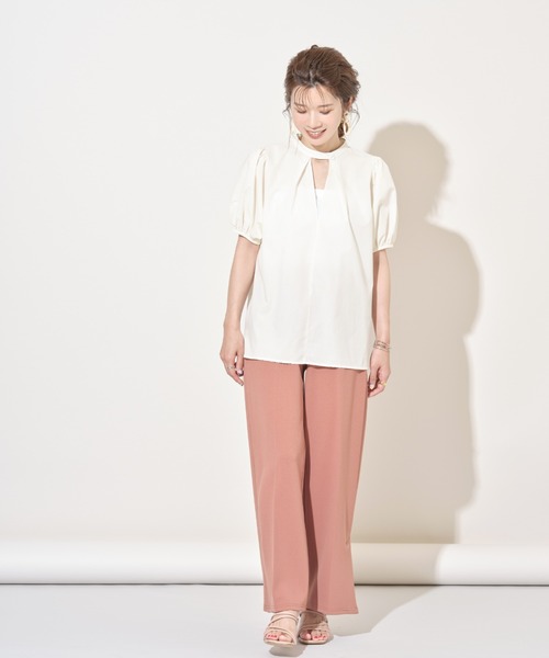 &. NOSTALGIA（アンドドットノスタルジア）の「【ZOZO限定】スタンドカラーパフスリーブシャツ（シャツ/ブラウス・レディース・ホワイト/ラベンダー/チャコールグレー・FREE）」の6枚目の写真