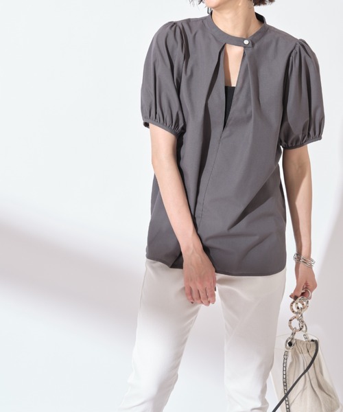 &. NOSTALGIA（アンドドットノスタルジア）の「【ZOZO限定】スタンドカラーパフスリーブシャツ（シャツ/ブラウス・レディース・ホワイト/ラベンダー/チャコールグレー・FREE）」の11枚目の写真