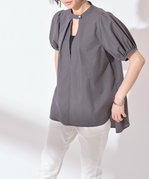 &. NOSTALGIA（アンドドットノスタルジア）の「【ZOZO限定】スタンドカラーパフスリーブシャツ（シャツ/ブラウス・レディース・ホワイト/ラベンダー/チャコールグレー・FREE）」の12枚目の写真