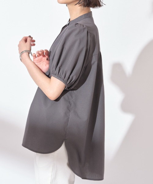 &. NOSTALGIA（アンドドットノスタルジア）の「【ZOZO限定】スタンドカラーパフスリーブシャツ（シャツ/ブラウス・レディース・ホワイト/ラベンダー/チャコールグレー・FREE）」の18枚目の写真