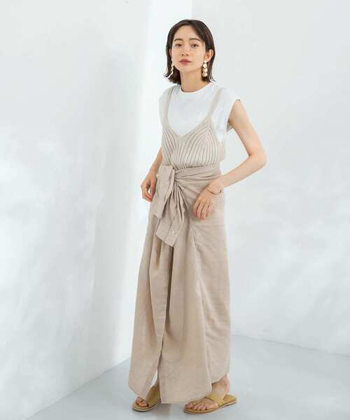 KBF(ケイビーエフ)の「ニットキャミソール付ノースリーブTシャツ(Tシャツ/カットソー・レディース・ブルー/ベージュ/オリーブ・ONE)」の5枚目の写真