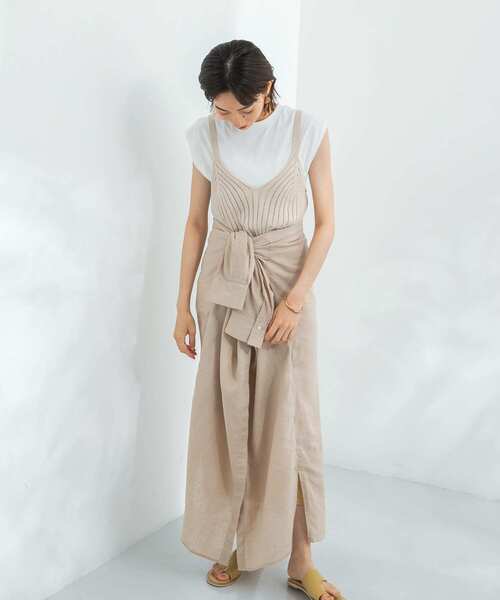 KBF(ケイビーエフ)の「ニットキャミソール付ノースリーブTシャツ(Tシャツ/カットソー・レディース・ブルー/ベージュ/オリーブ・ONE)」の6枚目の写真