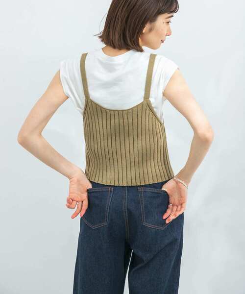 KBF(ケイビーエフ)の「ニットキャミソール付ノースリーブTシャツ(Tシャツ/カットソー・レディース・ブルー/ベージュ/オリーブ・ONE)」の11枚目の写真