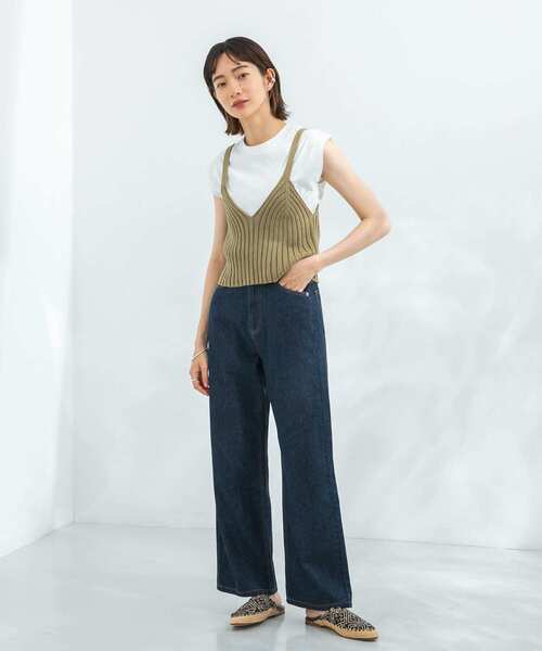 KBF(ケイビーエフ)の「ニットキャミソール付ノースリーブTシャツ(Tシャツ/カットソー・レディース・ブルー/ベージュ/オリーブ・ONE)」の8枚目の写真