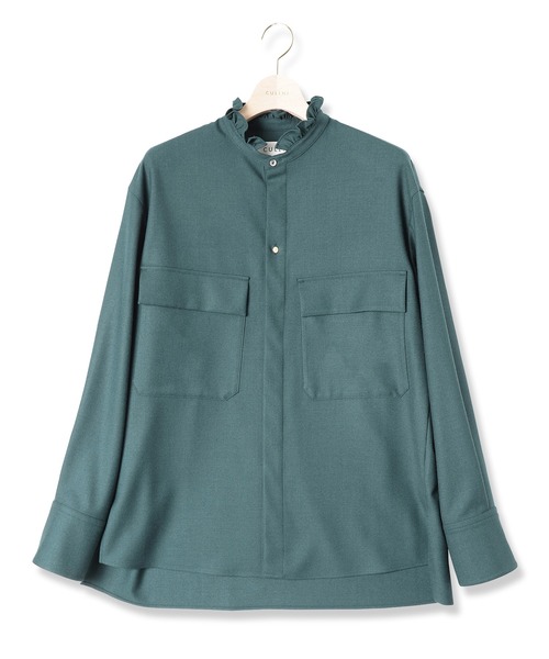 CULLNI(クルニ)の「21-AW-028 フリルミリタリーシャツ(シャツ/ブラウス・メンズ・グリーン/ブラック/ホワイト/グレイッシュベージュ/ブルーグレー・2/0/1)」の14枚目の写真