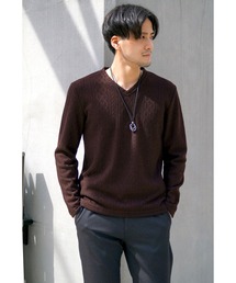 NICOLE CLUB FOR MEN | アランニットボンディングＶネックプルオーバー(Tシャツ/カットソー)