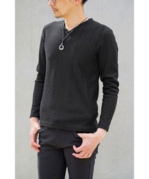 NICOLE CLUB FOR MEN | アランニットボンディングＶネックプルオーバー(Tシャツ/カットソー)