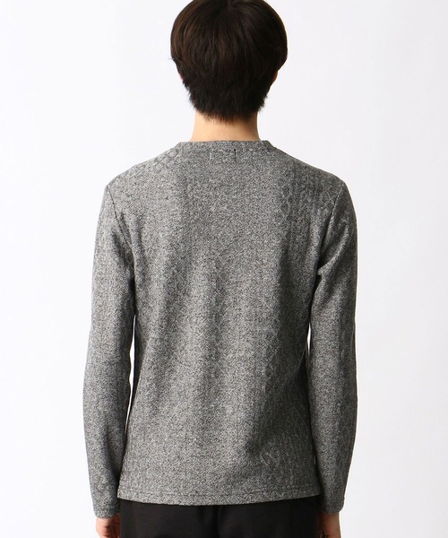 NICOLE CLUB FOR MEN（ニコルクラブフォーメン）の「【21年モデル】アランニットボンディングＶネックプルオーバー（Tシャツ/カットソー・メンズ・ブラック/ボルドー/モカ/ホワイト×ブラック/オフホワイト・LL/L/M）」の11枚目の写真