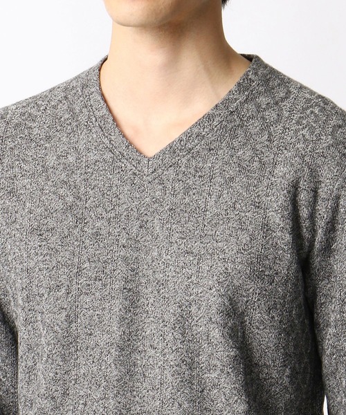 NICOLE CLUB FOR MEN（ニコルクラブフォーメン）の「【21年モデル】アランニットボンディングＶネックプルオーバー（Tシャツ/カットソー・メンズ・ブラック/ボルドー/モカ/ホワイト×ブラック/オフホワイト・LL/L/M）」の13枚目の写真