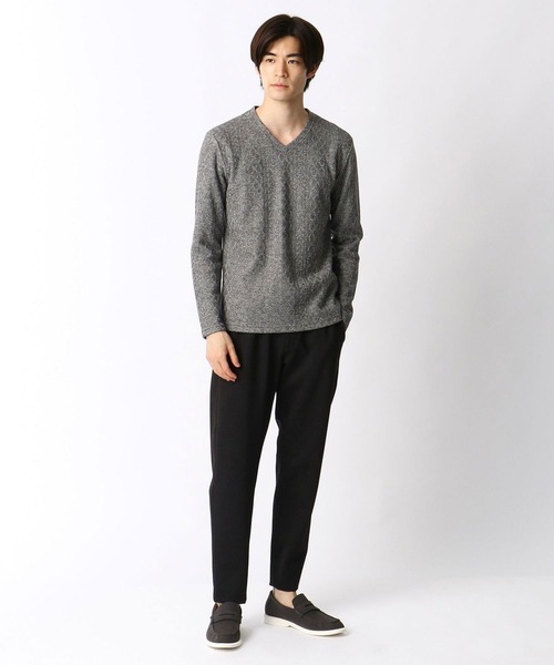 NICOLE CLUB FOR MEN（ニコルクラブフォーメン）の「【21年モデル】アランニットボンディングＶネックプルオーバー（Tシャツ/カットソー・メンズ・ブラック/ボルドー/モカ/ホワイト×ブラック/オフホワイト・LL/L/M）」の20枚目の写真