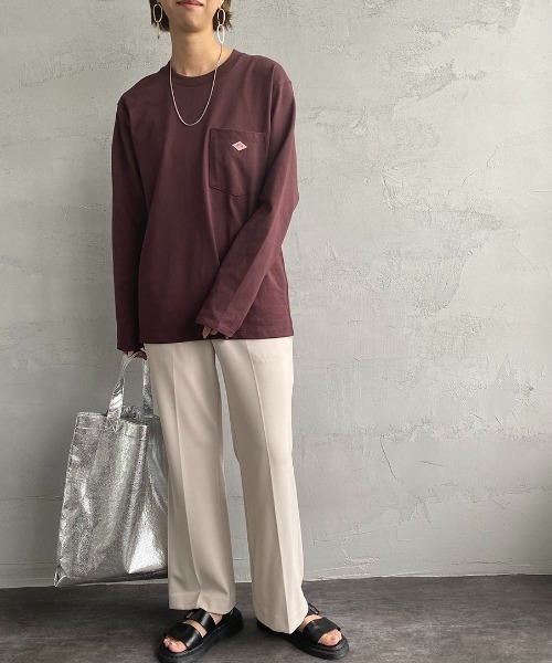 DANTON（ダントン）の「[DANTON/ダントン] クルーネック ポケットロンＴ（Tシャツ/カットソー・レディース・ワイン/ブラック/チャコール/ホワイト/ベージュ/グレイッシュベージュ/ダークグリーン/ウッド/オレンジ・34/36/38/44/42/40）」の12枚目の写真