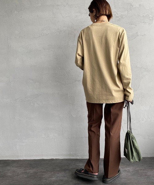 DANTON（ダントン）の「[DANTON/ダントン] クルーネック ポケットロンＴ（Tシャツ/カットソー・レディース・ワイン/ブラック/チャコール/ホワイト/ベージュ/グレイッシュベージュ/ダークグリーン/ウッド/オレンジ・34/36/38/44/42/40）」の18枚目の写真