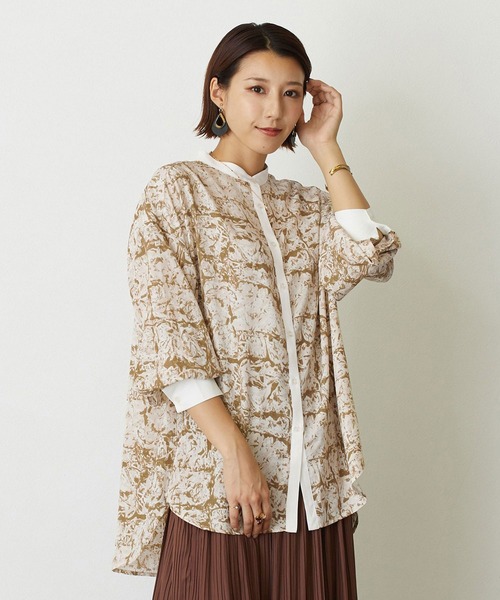 NICOLE white（ニコルホワイト）の「ボカシ柄バンドカラークレリックシャツ（シャツ/ブラウス・レディース・グレー系/ベージュ系・FREE）」の14枚目の写真